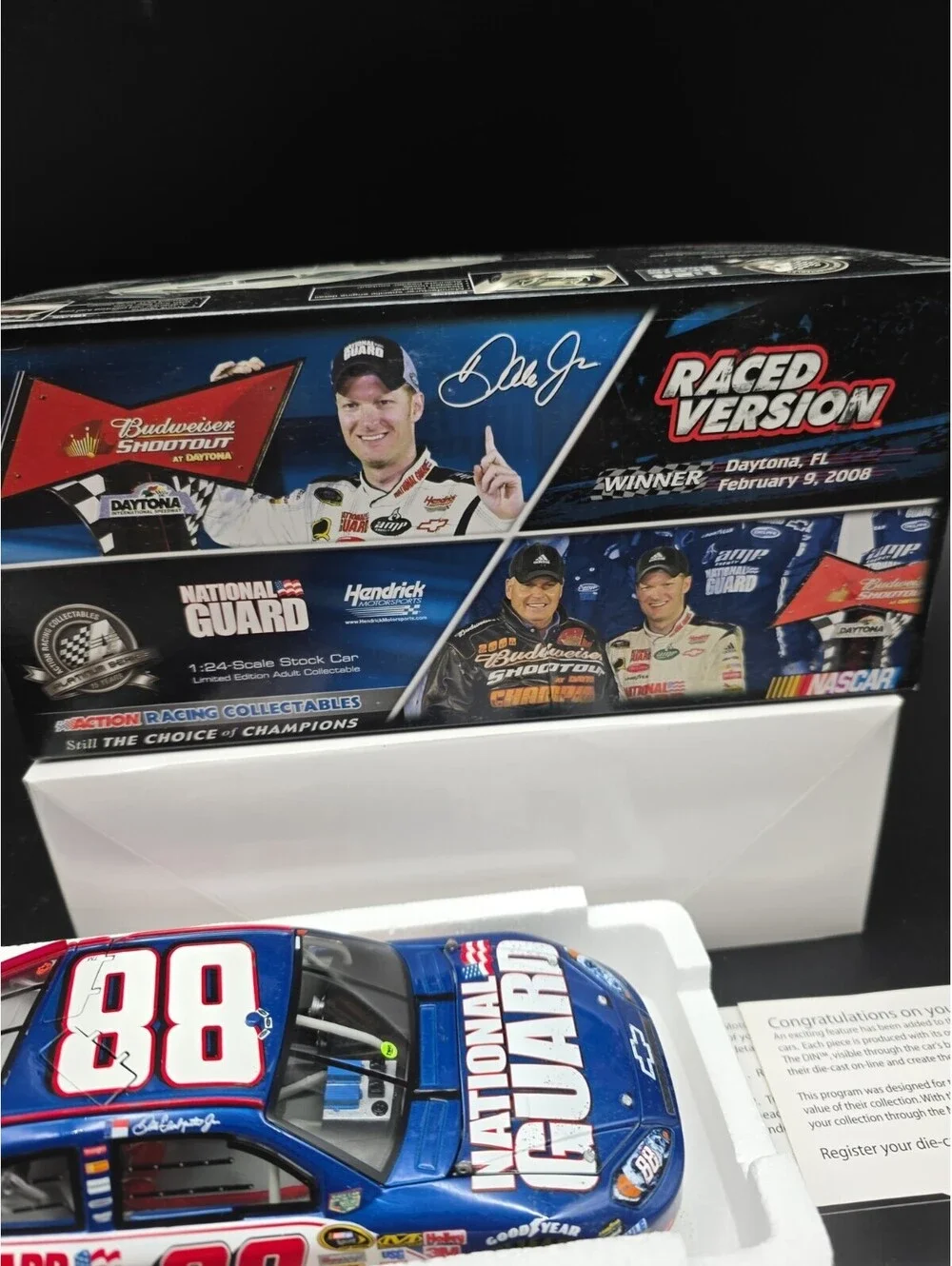 DALE EARNHARDT JR 2008 NATIONAL GUARD SHOOTOUT  WIN  1/24 GM DEALER VERSION